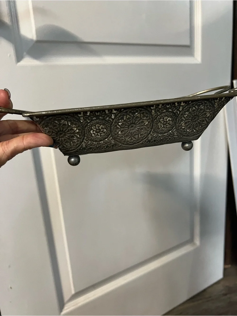 Ornate Gold Filigree Dish Mirror Accent!